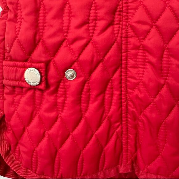 Tommy Hilfiger Womens Red Quilted Sleeveless Collared Button Down Vest size Med - Picture 8 of 12
